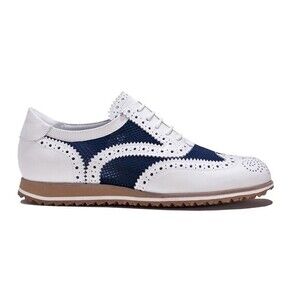 Walter Genuin Golf Shoes Women 10.5 White Black Leather Brogue Net Sporty Oxford